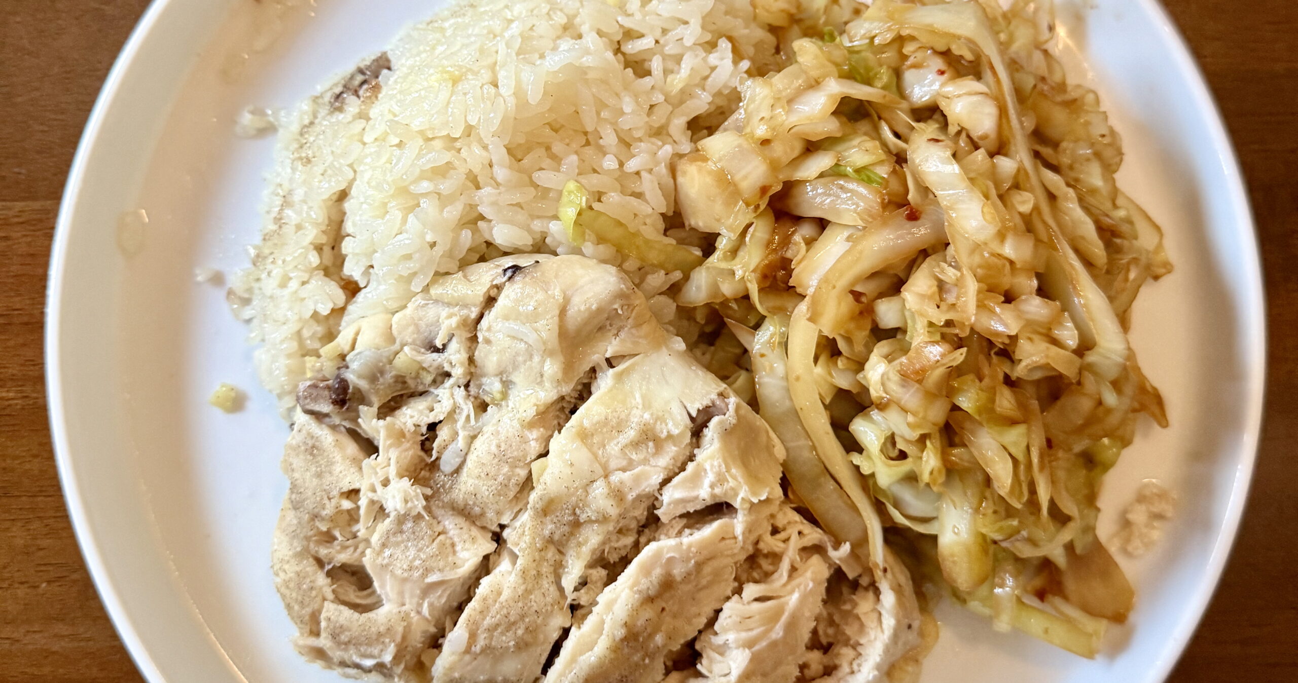 Hiananese Chicken & Rice with Sautéed Cabbage
