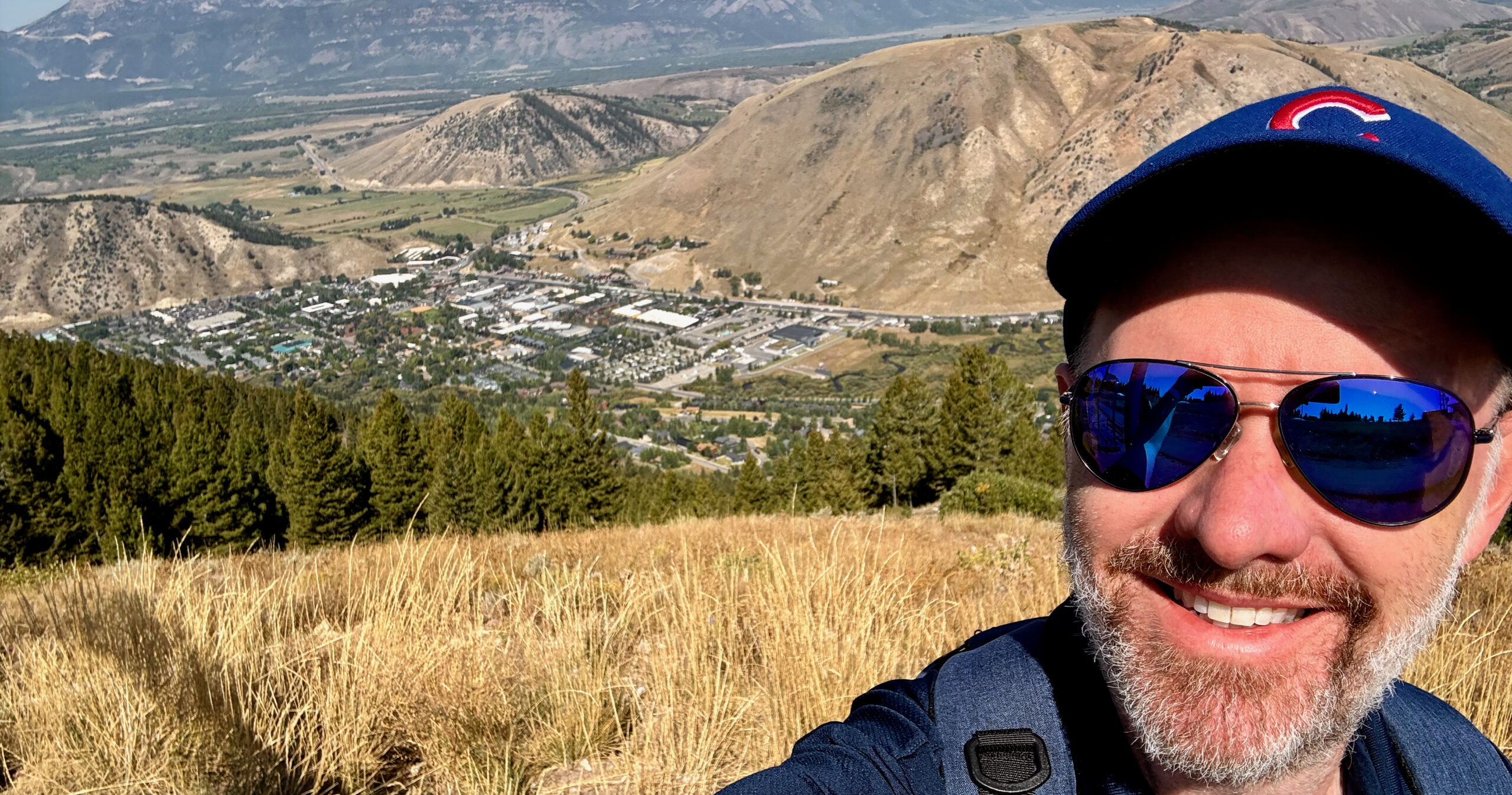 Ross at the top of Snow King Mountain overlooking the town of Jackson Hole, Wy.